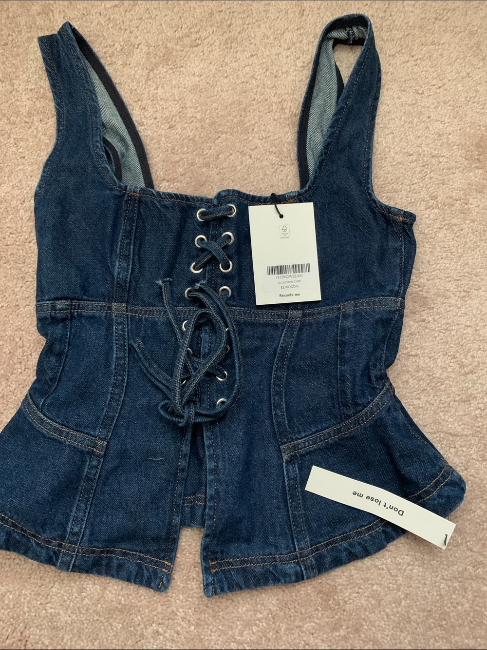 Reformation Denim Corset Top